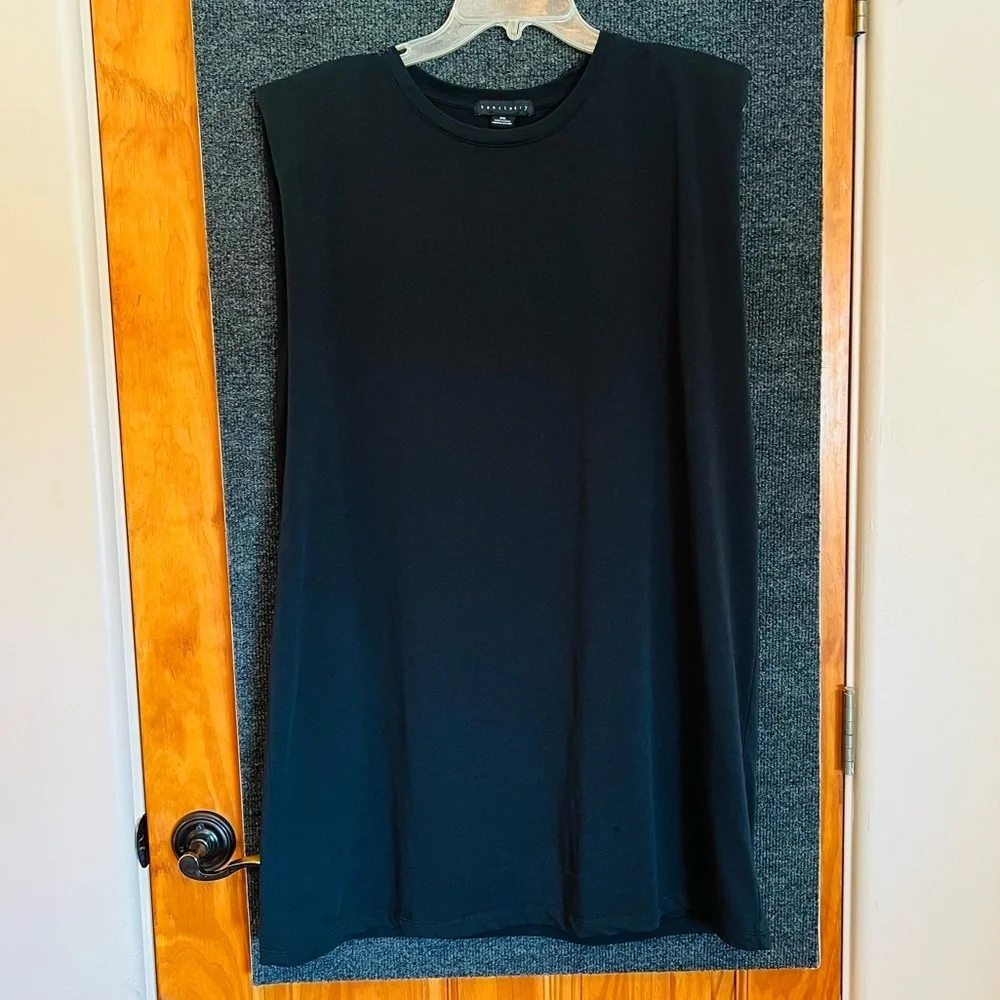 Sanctuary Black T Shirt Dress Shoulder Pad Sleeveless Shift Relaxed XXL